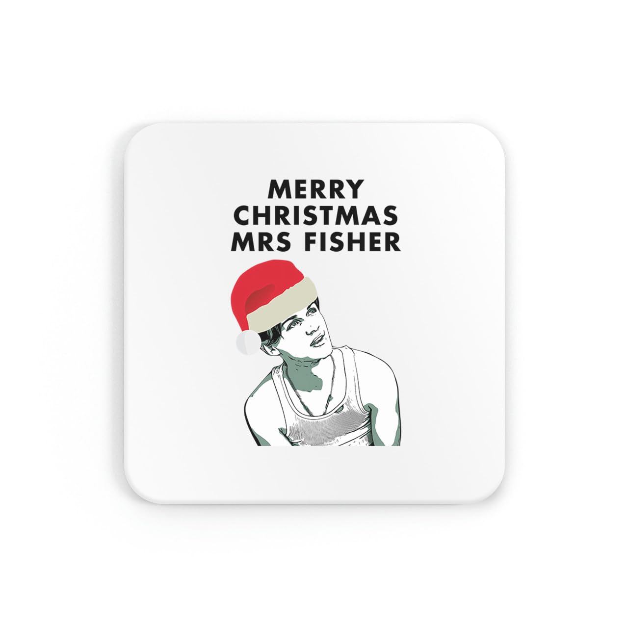 Conrad Fisher Merry Christmas mrs fisher, xmas festive tsitp coaster drinks mat drinks coaster tea coffee cute fun funny pretty aesthetic