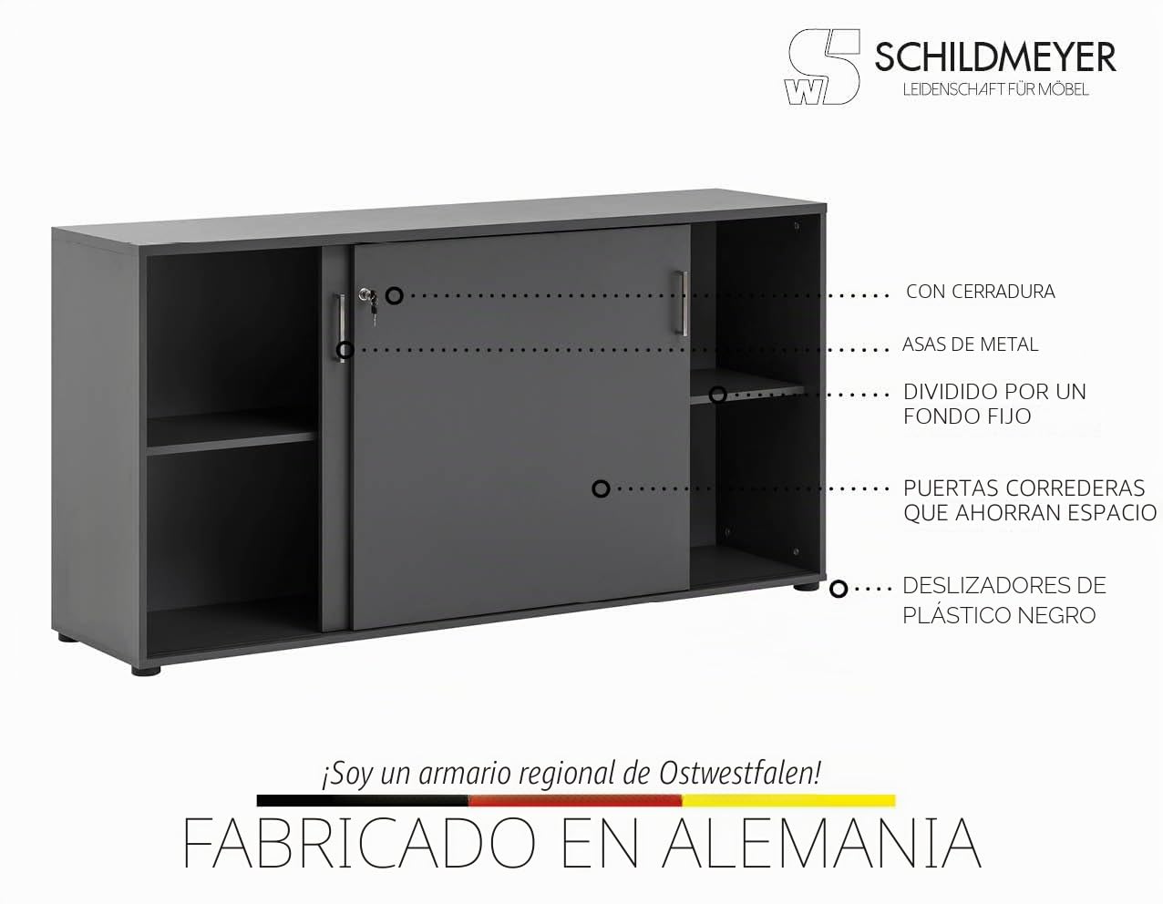 Möbelpartner 701489 Denver - Armario con Puertas correderas, Color Antracita, Aprox. 160,2 x 41 x 84 cm
