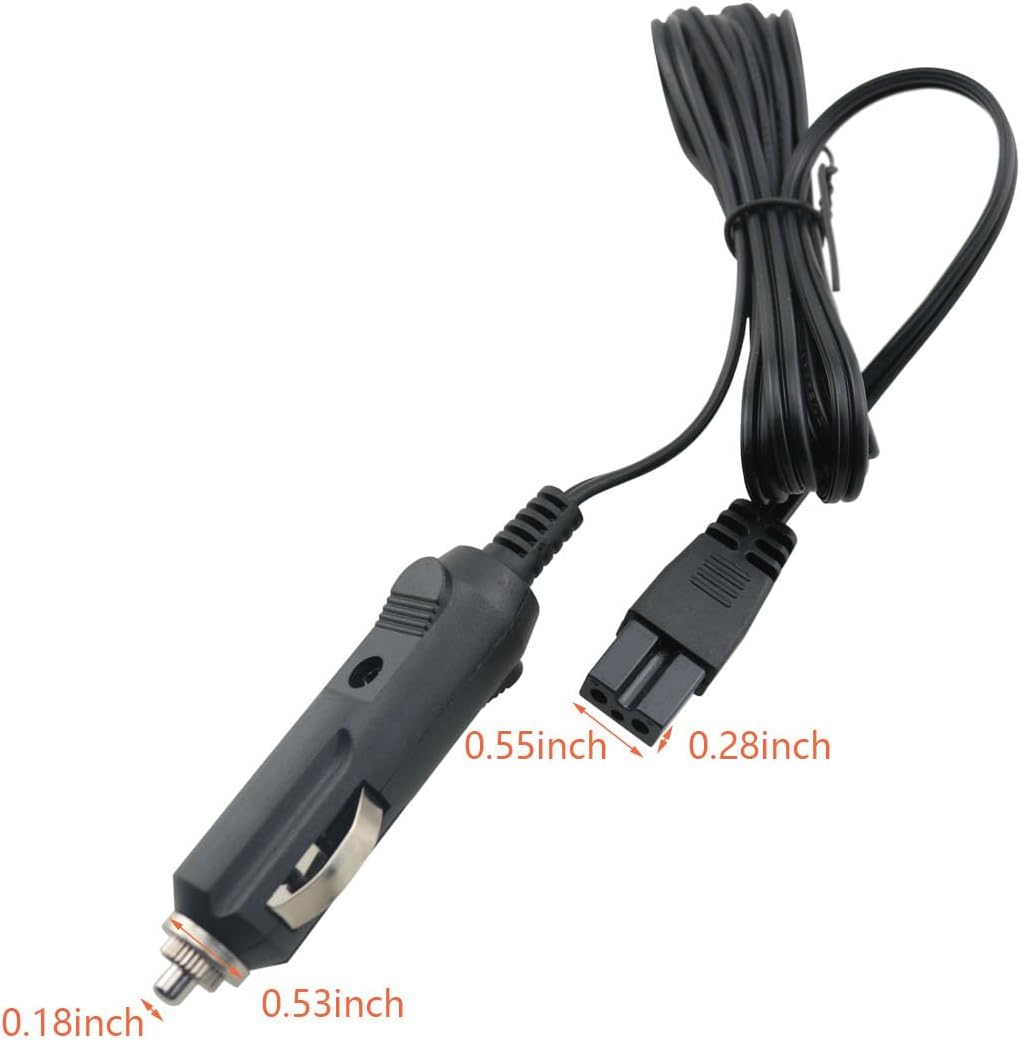 DGZZI 12V 24V Universal Car Air Conditioner Socket Power Cord Mini Car Refrigerator Cooling Replacement Extension Cord Built in Fuse 2Pin Plug 1.8 Metres