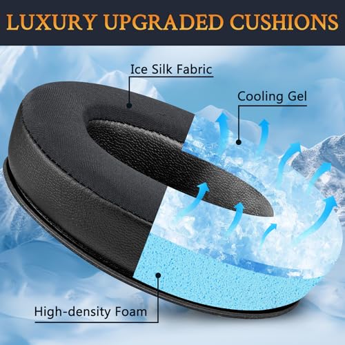 SOULWIT almohadillas de gel refrescante para auriculares KRK KNS6400/KNS6402/KNS8400/KNS8402, cojines de tela de seda de hielo duradera, espuma aislante de ruido - Negro miniatura 3
