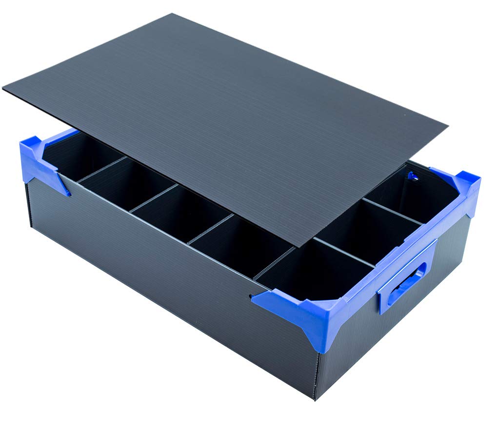 Caterbox Black Small Glassware Storage Box With Lid And Protective Dividers Used For Storing And Moving Whiskey, Rocks, Liqueur & Half Pint Glasses | 15 Cells - Max Glass Size: H120 X W95mm