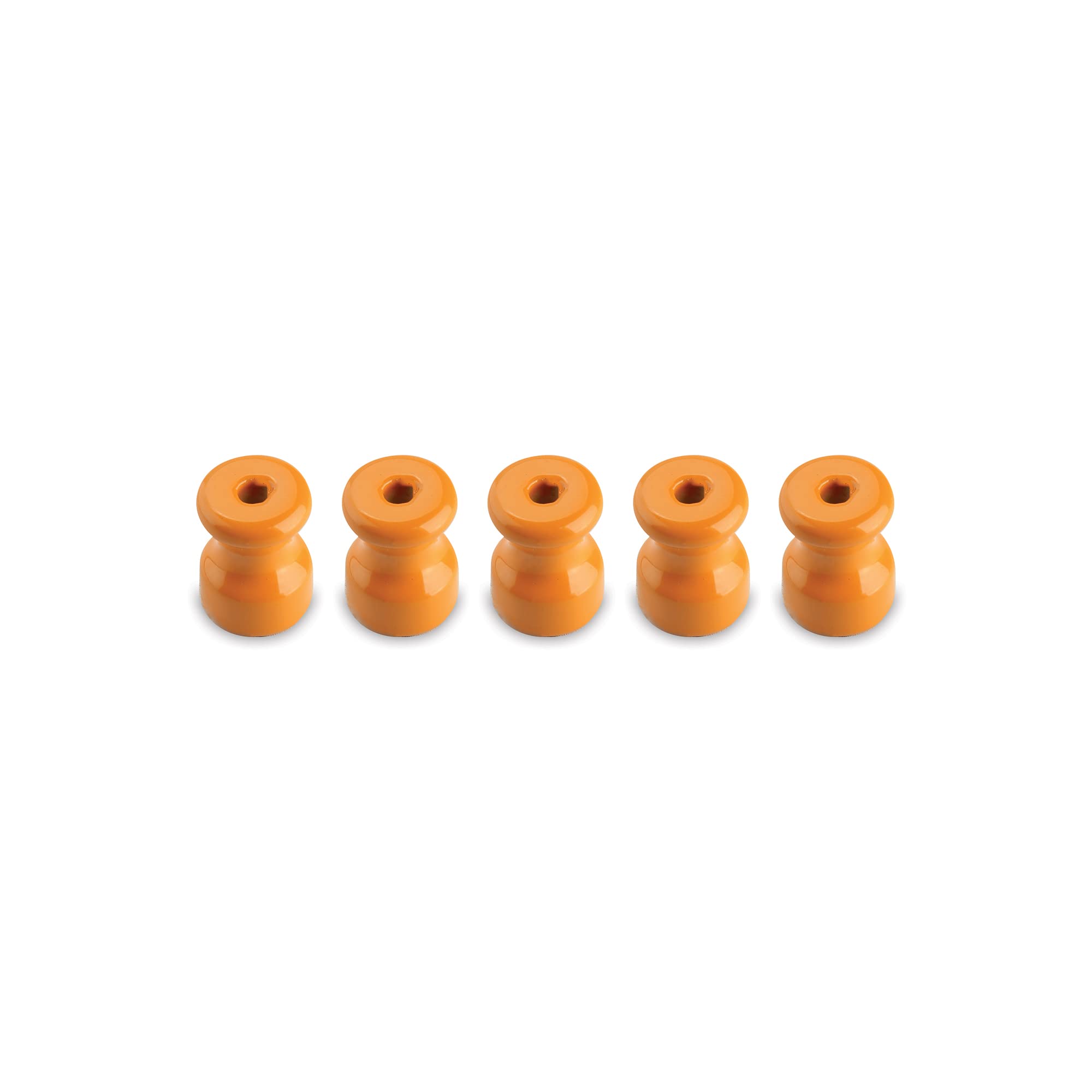Amarcords - Cable clamp with screws and plugs. 5 vintage colored porcelain insulators for color wall braid cable installations ORANGE