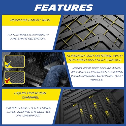 Image of Michelin Vehicle Mats for 2019-2026 Chevy Silverado /GMC Sierra 1500 | 2020-2026 2500 /3500, Crew Cab Bucket Seat W /Under Seat Storage, All-Weather TPE Custom Fit Liner, Elite