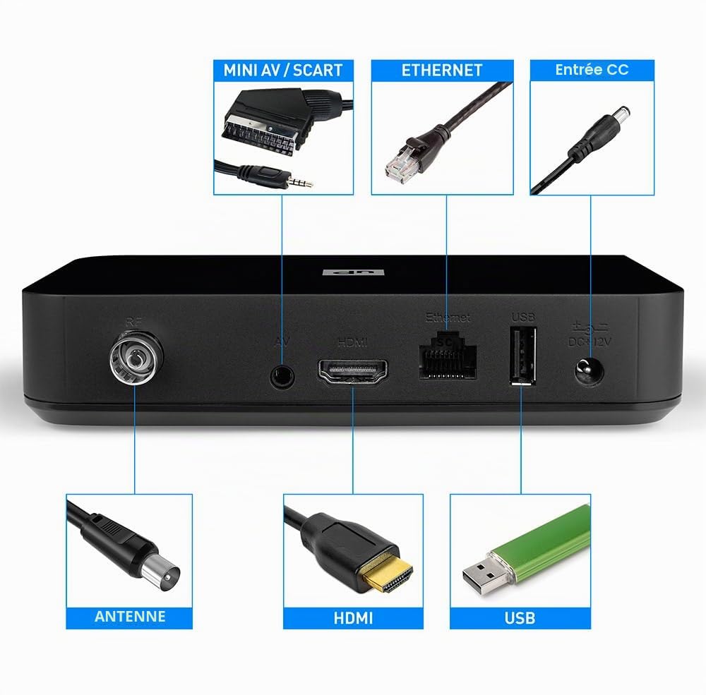 TELE System UP T2 4K : Décodeur numérique terrestre Android TV Ultra HD, Smart TV Upgrade, Tuner DVB-T2 HEVC HDR10+HLG, HDMI/SCART Adapter Inclus-Certificato Google