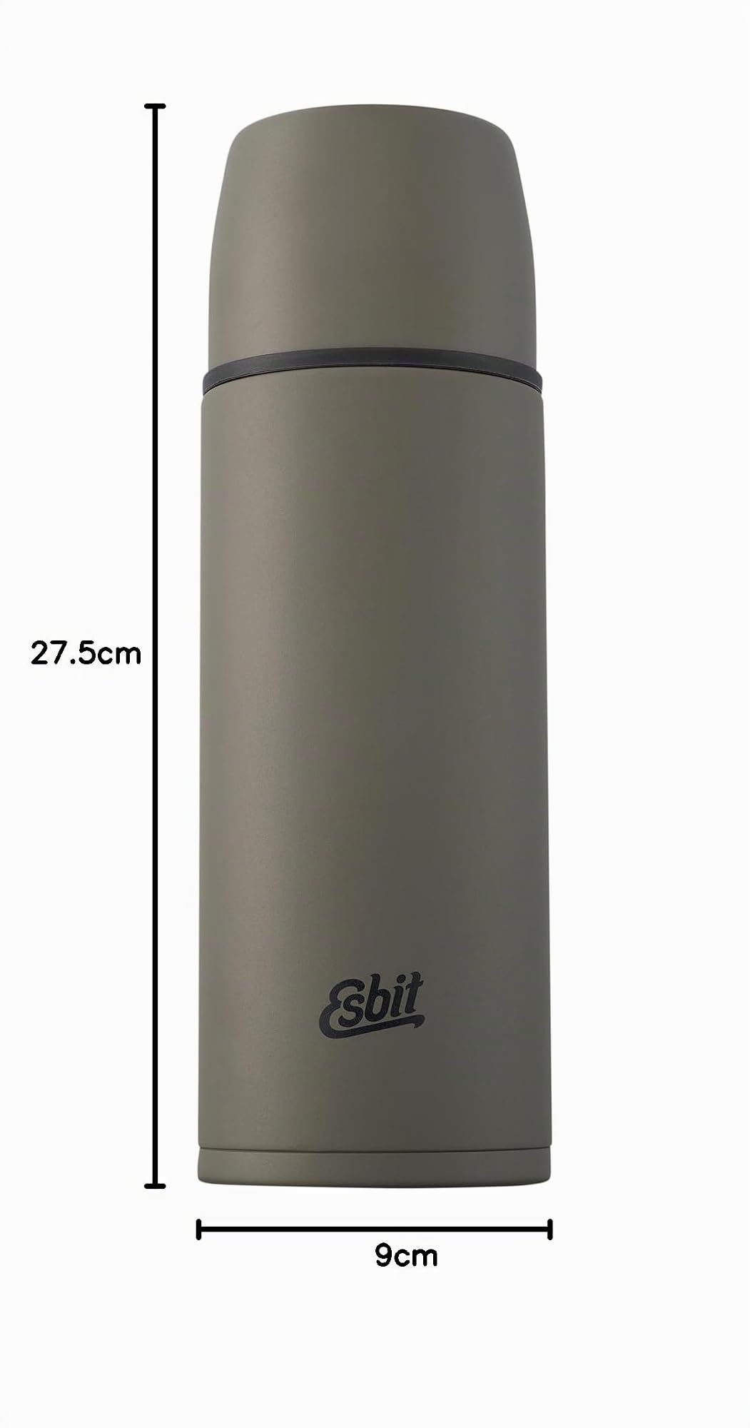 Esbit Classic Isolierflasche 1L - Thermoskanne für warm & kalt - Thermosflasche mit 2 Bechern - Trinkflasche Edelstahl - Auslaufsicher - Olivgrün