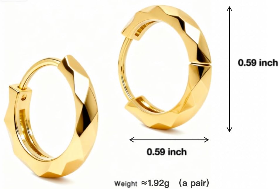 2026Geometric Faceted Gold Hoop Earrings for Women - Minimalist Huggie Hoops, Hypoallergenic Alloy, Trendy Statement Jewelry - Image 2