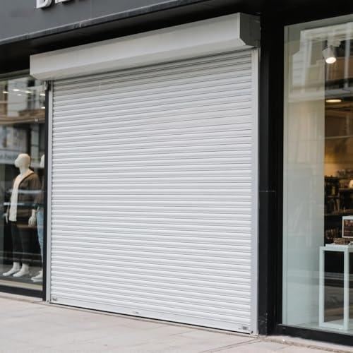 Storm Windows Shutters Retractable Screen for Garage Door Patio Exterior Motorized (Light Gray)