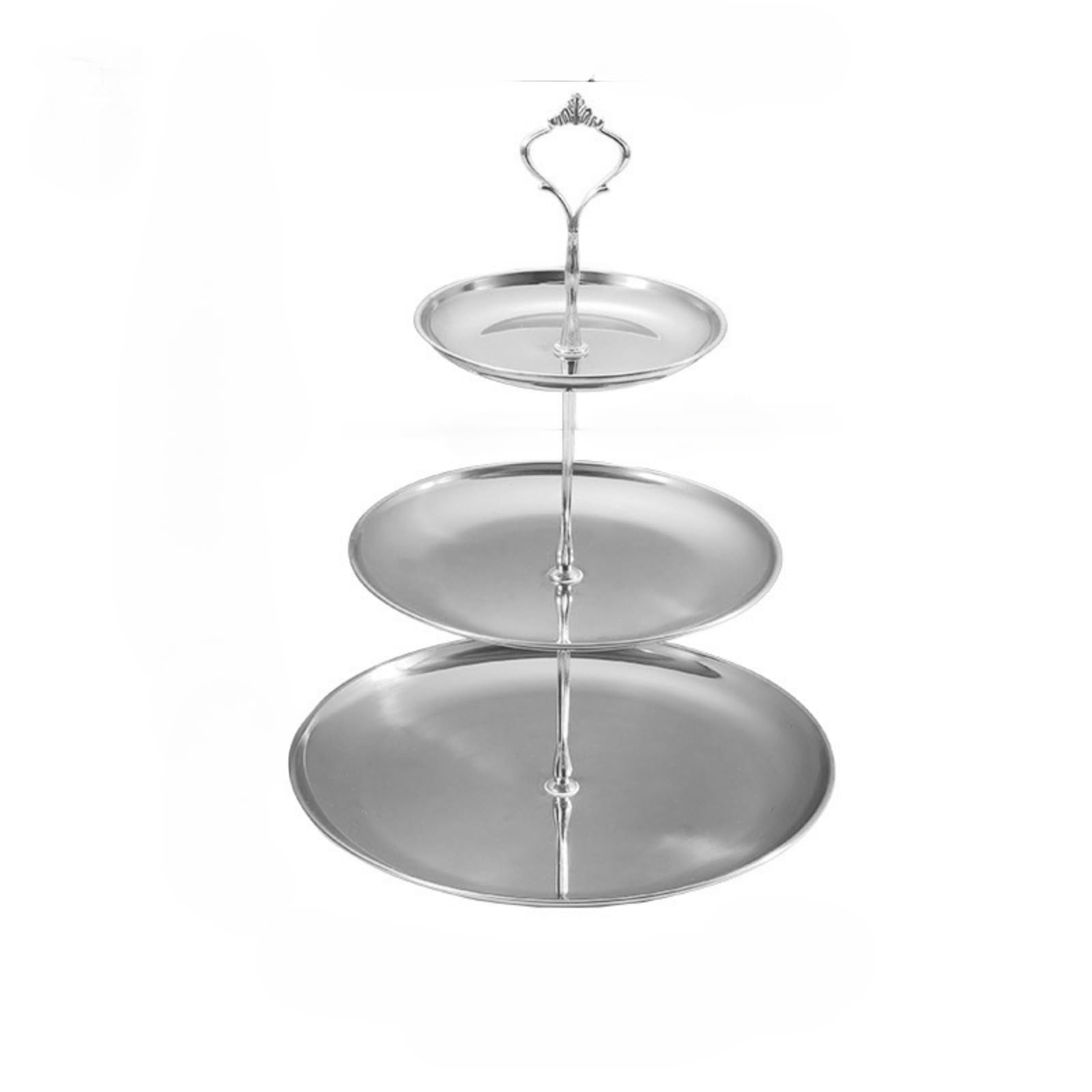 Cazqgoy 3 Tiers Stainless Steel Cupcake Stand Cake Display Stand Reusable Circular Cake Stand, Cupcake Stand Holder,Cake Holder Cake Display Stand (silvery)