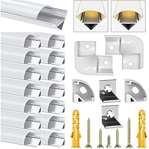 LED Aluminium Profil, Chesbung Led Aluminium Leisten 15 Pack 1M/ 3.3ft Aluminium Extrusion Milchig Deckel Endkappen Metall Befestigungs Clips Cover