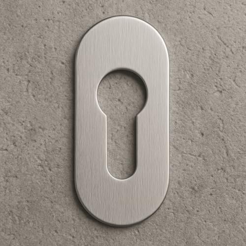Edelstahl Klebe-Rosette oval PZ-Lochung – selbstklebend mit 3M VHB – ohne Bohren montierbar – rostfrei, wetterfest & kratzfest – für Türzylinder & Einsteckschlösser – Made in Germany