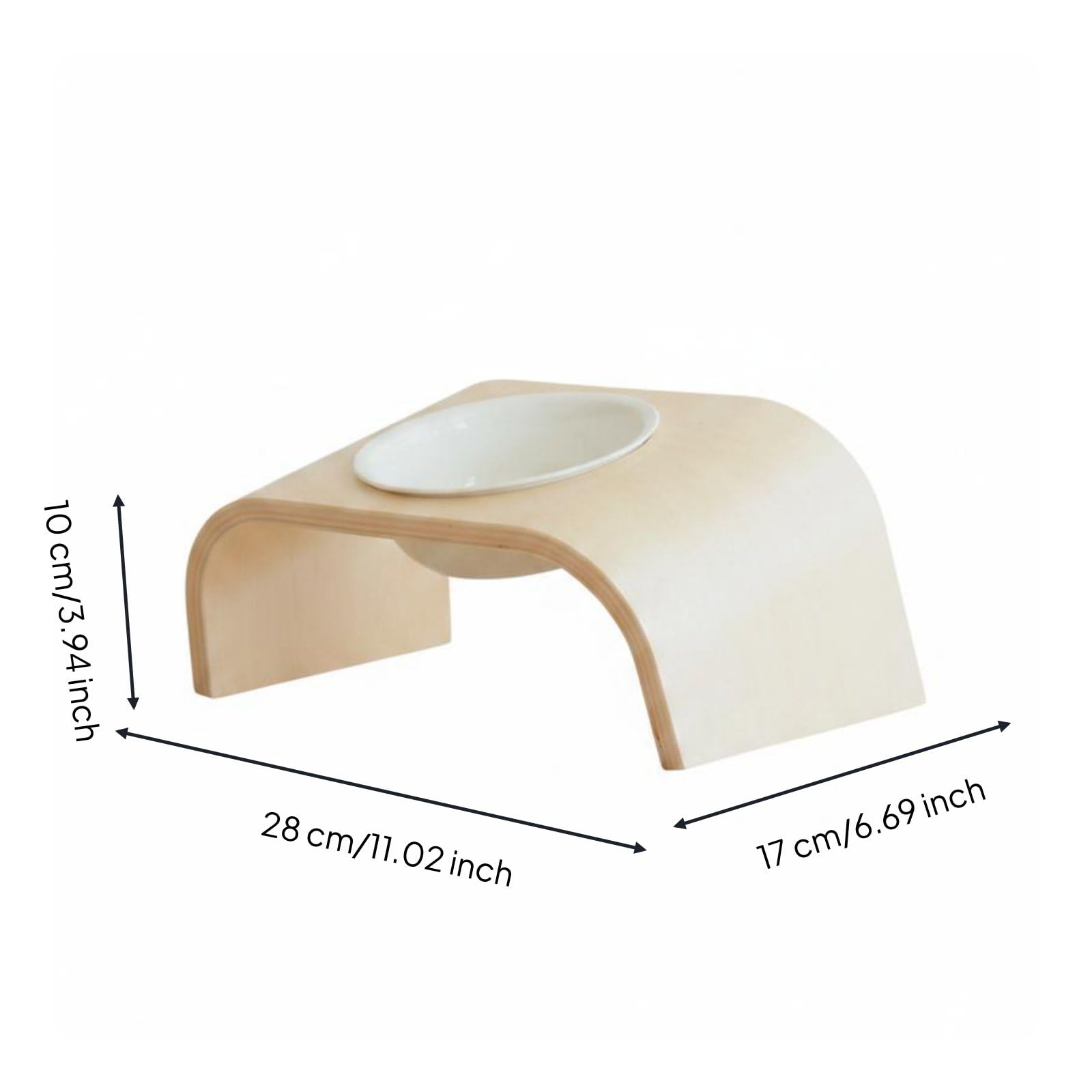 rockible Ciotole Ceramica Supporto bambù Antiscivolo Ciotola Gatto Rialzata Inclinazione 15° Mangiatoia Rialzata in Legno per Gatti, Casa, Style to 4