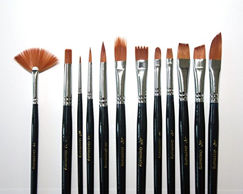 12 x Pincel Chato Profissional óleo - aquarela - acrílico (Black Master)