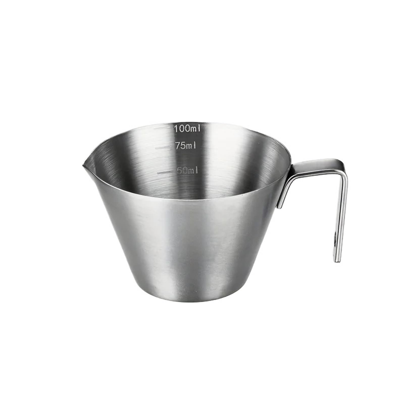 Taza medidora de café expreso acero inoxidable, 2 uds., 100ml, con mango, boquilla for espumar leche, herramienta Barista for Cocina Para Espumar(Silvery)