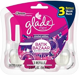 Glade PlugIns Scented Oil Air Freshener Refill, Batik Bazaar, 3 Refills, 2.01 fl oz