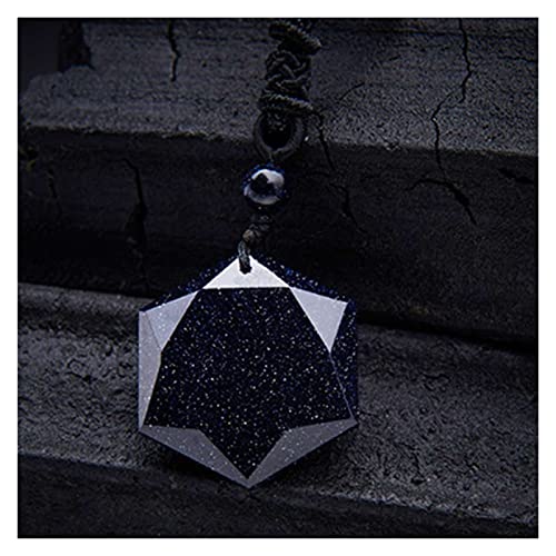 Hexagramme de sable bleu et pendentifs Obsidienne pour collier femme