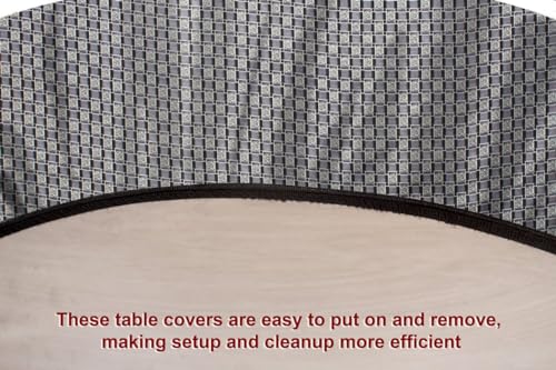 Image of The Furnishing Tree Round Elastic Fitted Dining Table Cover WxL 54x54 Inches Basketweave Pattern Grey