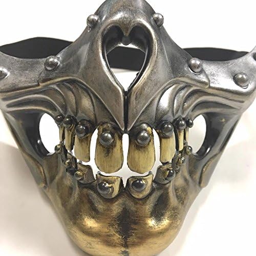 KB 2023 Dopest Skull Steampunk Bottom Half Face Unisex Masquerade Mask - Silver & Gold image 5