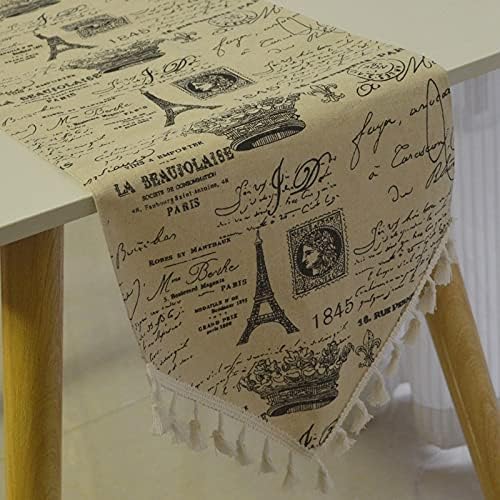 Printed Modern Lemon Yellow with Tassel Cotton Linen Fabric Table