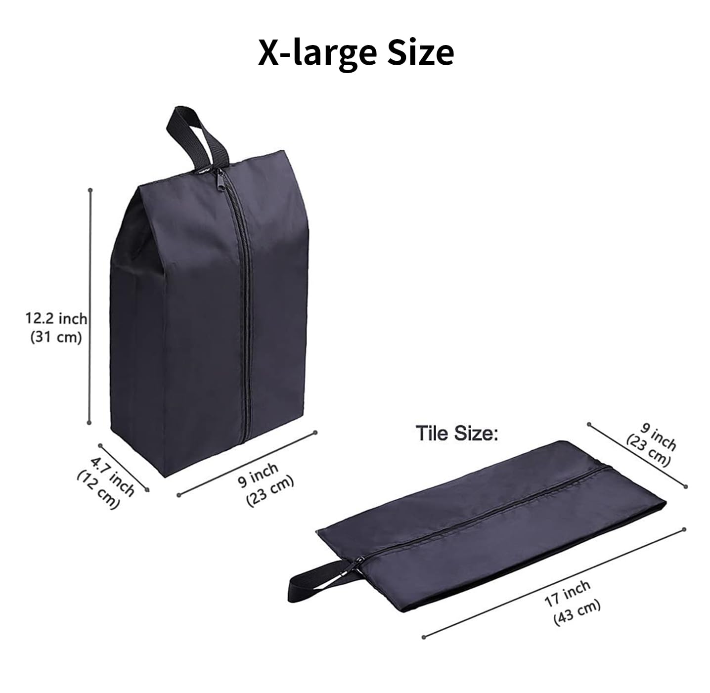 YAMIU Travel - Juego de 2 Bolsas Impermeables de Nailon con Cremallera para Zapatos para Hombre y Mujer (Negro)