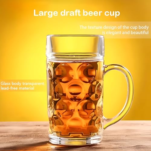 Image of Melbify Beer Mug | 600 ML |Set of 2 | Large BeerMug with Handle | Classic Beer Glasses | Premium | Heavy |Perfect for Beer, Cider,Cocktails,Mocktails | Suitable for Bar,Restuarants,Pub