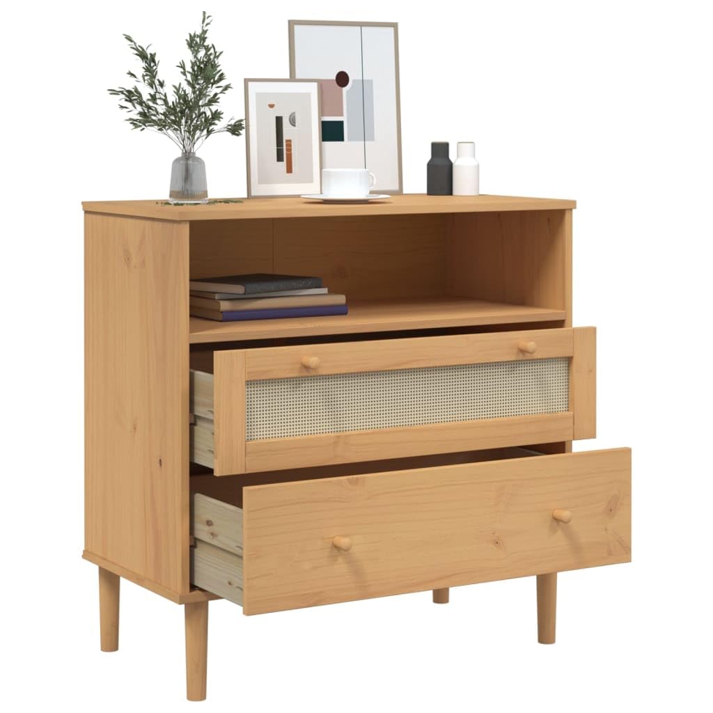 Pernille dressoir zwart melamine rotan 80cm
