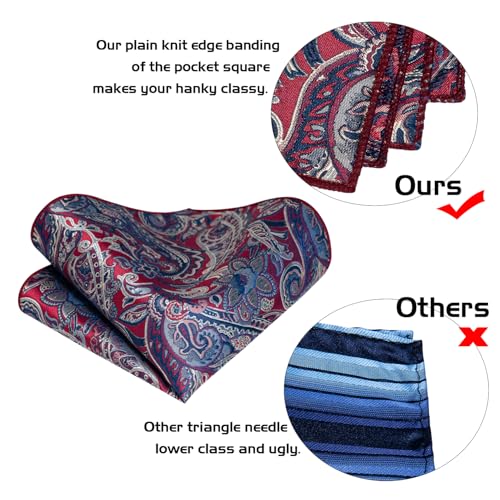 Image of 5PCS Mens Premium Silk Tie, Pocket Square, Cufflinks, Drilled Tie Ring and Lapel Pin Set for Wedding Groom Party
