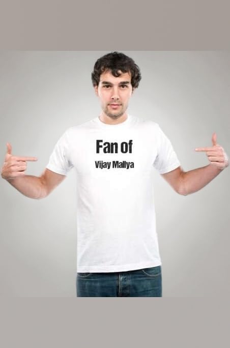 UDNAG Unisex Round Neck Graphic 'Vijay Mallya | Fan of Vijay Mallya' Polyester T-Shirt White [Size 2YrsOld/22in to 7XL/56in]