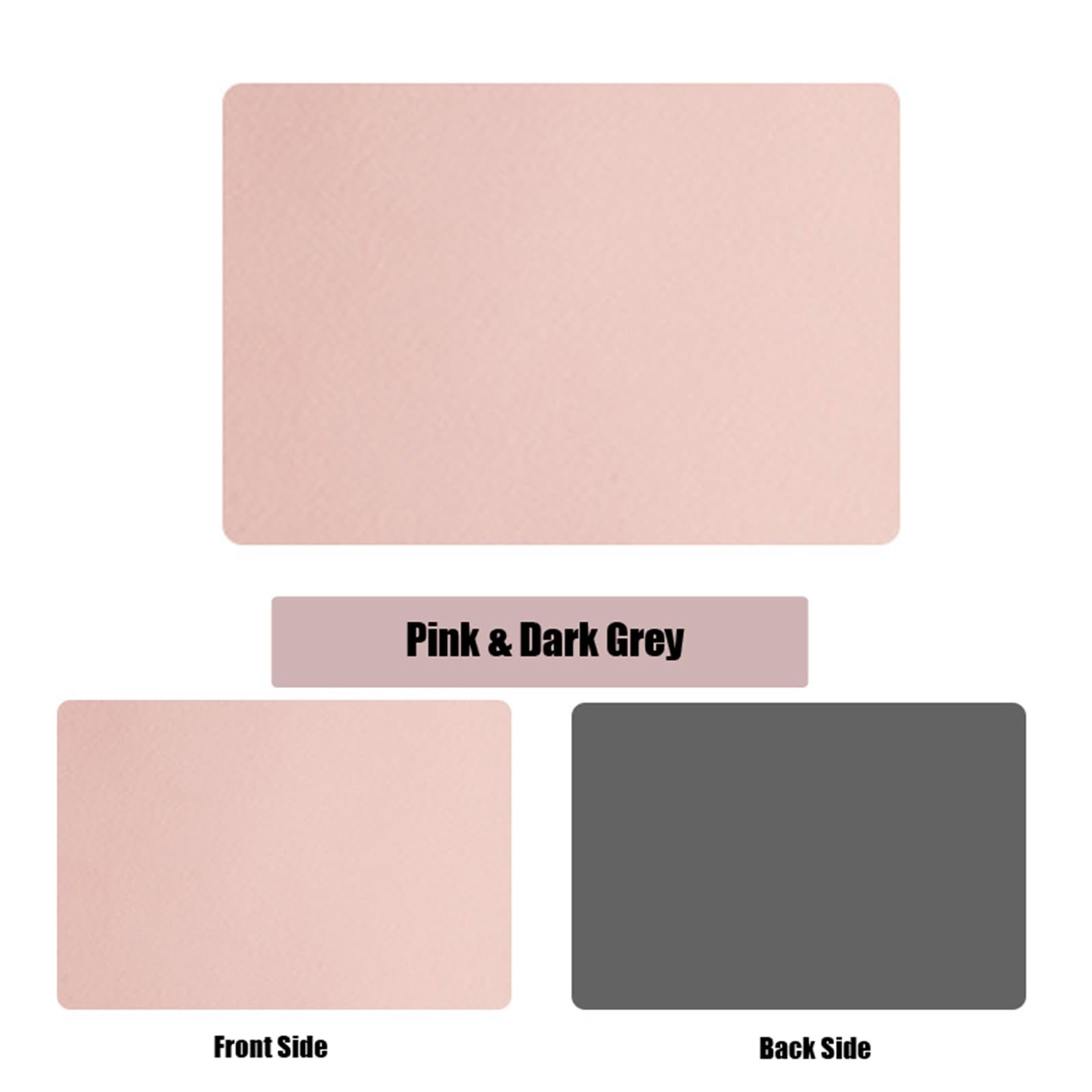 AMDXD Juego de 4 manteles individuales navideños cuadrados, lavables y de piel sintética, reversibles, reversibles, lisos, antideslizantes, color rosa y gris oscuro para restaurante, 30 x 43 cm