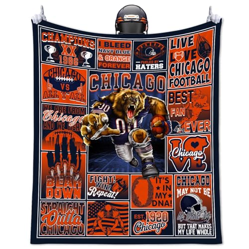 Football Blanket Gifts for Men 50 X 60 City Football Lovers Fan Gifts Merch Gear Suff Sports Fan Throw Blankets for Sofa Bed Bedroom Living Room Royal Navy Blue Orange