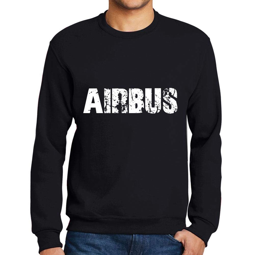 UltrabasicMen’s Printed Graphic Sweatshirt Popular Words Airbus Deep Black