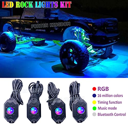 Forten Kingdom 6pcs LED Rock Light Car Underglow Lights With App And Remote Control RGB Color Light Pods For Off Road Cars ATV UTV