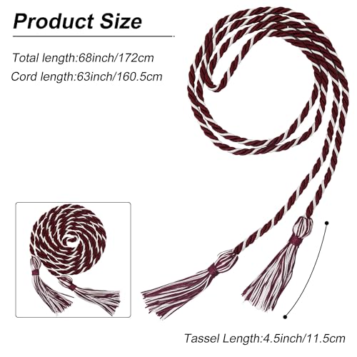 Image of GraduationMall Graduation Honor Cord 68 inch MaroonWhite