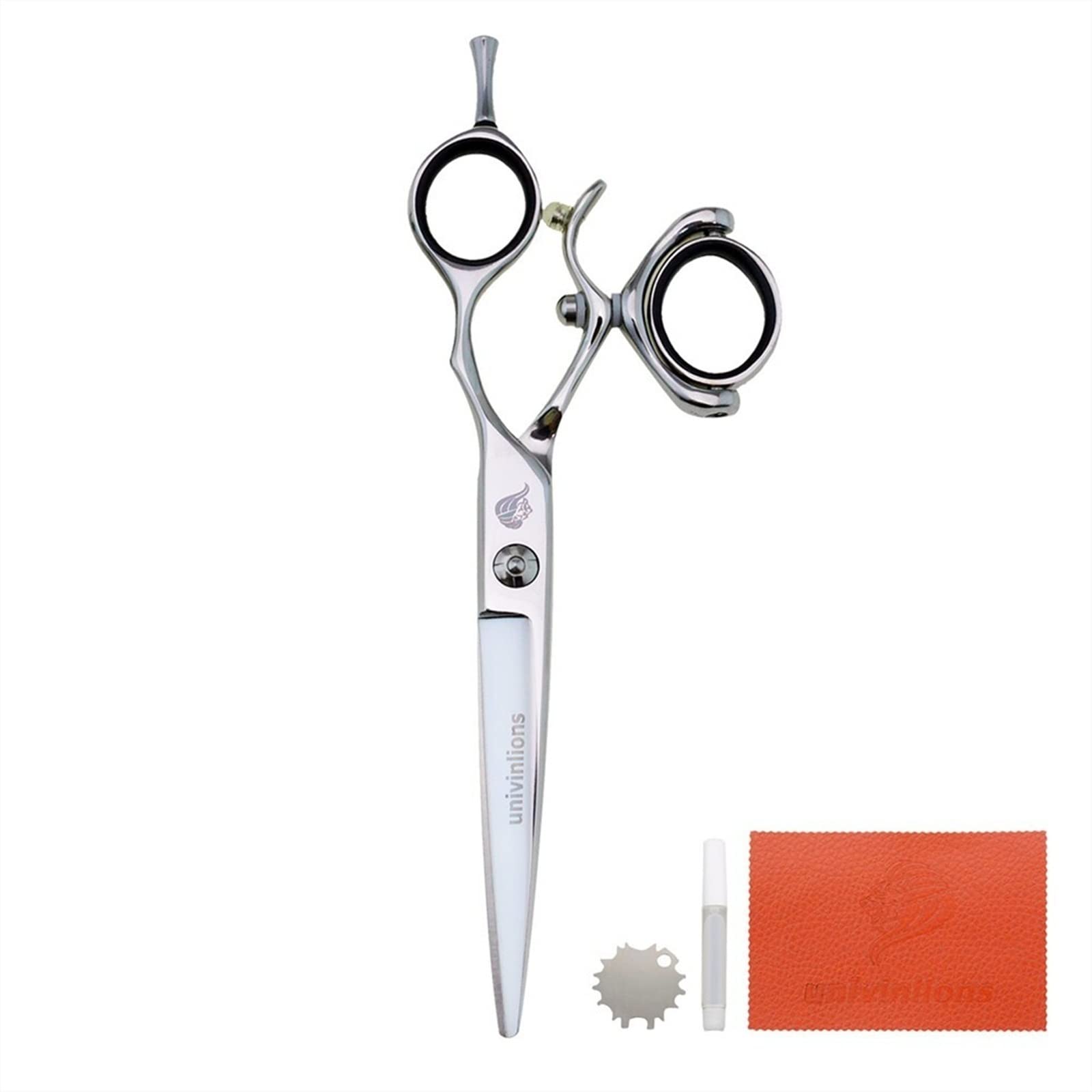 Atrixu Silver 5.5/6" 440C Swivel Hair Scissors Hairdressing Scissors Barber Razor Thinning Rotating Thumb Shears Swivel Handle Scissor Rotary (Size : 5.5 Inch Cut)