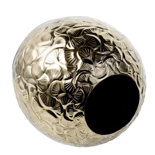Mygift DECO3208BAS 7 Inch Vintage Style Brass Tone Metal Embossed Ginkgo Leaf Design Planter Pot Bowl thumb #5