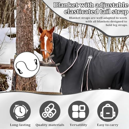 2Pcs Horse Blanket Straps, Adjustable Elastic Leg and Tail Straps, 16" - image 5