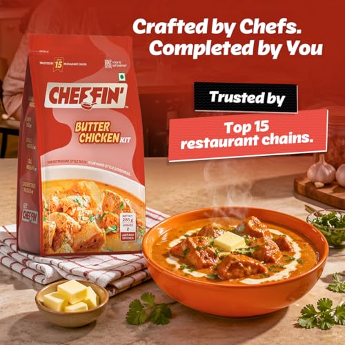 Image of Cheffin' Butter Chicken & Shahi Paneer Combo | Chef Curated Gourmet Cooking Kit | Cooks 150-200g Chicken /Paneer | Ready in 10 Min | 100% Natural, No Preservatives | Serves 2-3| Pack of 2