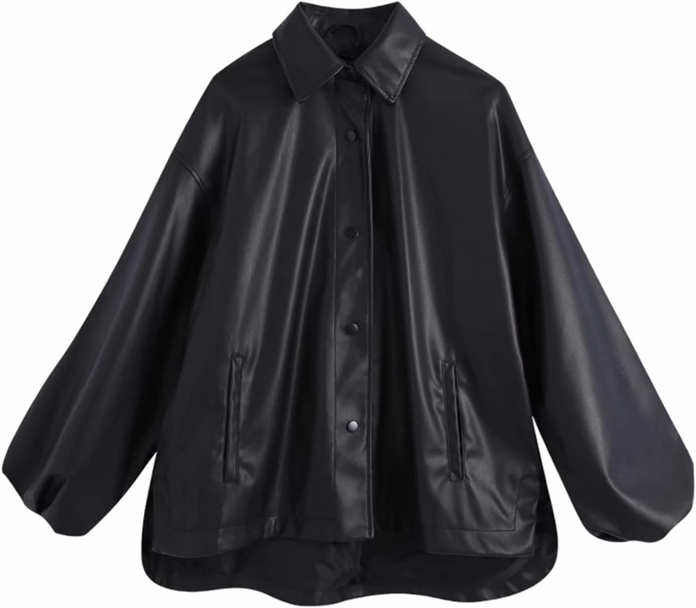 TREPKO] ジャケット レディース 冬 ビンテージ女性特大ブラックレザー 