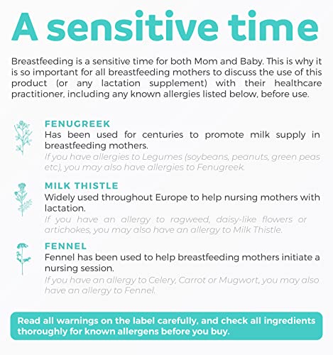 Usda Organic Lactation Supplement - Increase Milk Supply With Herbal Breastfeeding Support - Aid For Mothers - Organic: Fenugreek Seed, Fennel & Milk Thistle - 60 Vegan Capsules (No Pills Or Cookies) #TOP4