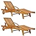 Produktbild Casaria 2X Sonnenliege Tami Sun Akazien Holz verstellbar Tisch ausziehbar klappbar 160kg belastbar Garten Liege Klappliege Holzliege Liegestuhl Räder
