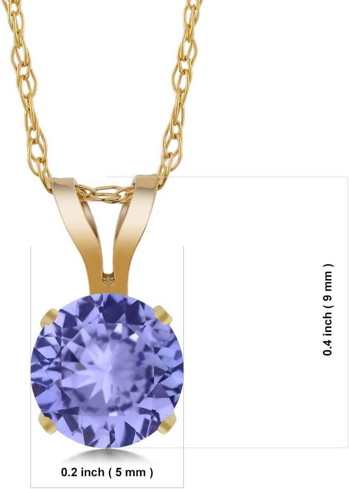 Gem Stone King 14K Yellow Gold 5MM Round Gemstone Birthstone Pendant Necklace | Gold Necklace For Women | With 18 Inch Gold Chain - Image 2