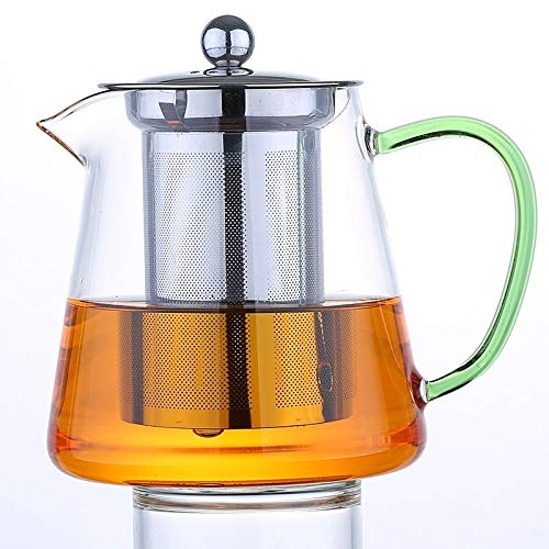 Dzbanek do herbaty ze szkła borokrzemianowego, okrągły, odporny na ciepło, z zaparzaczem do herbaty, mlekiem, herbatą Oolong, 750 ml.