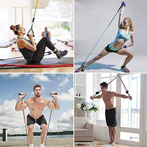 Resistance Bands Set -【2021 Upgraded】 DUMSAMKER Exercise Bands with Handles, Ankle Straps, Door Anchor and Guide Book - for Men Women Home Workouts and Resistance Training - 100% Life Time Guarantee