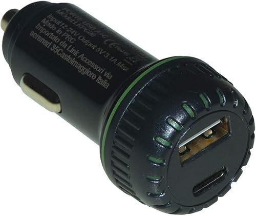 Link Chargeur de Voiture 5 V 3 A avec Deux Ports USB A+C pour Smartphone Tablett