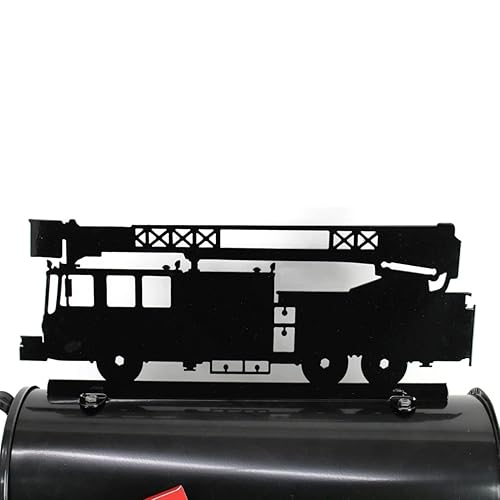 Hobby, Recreation and Career Style Metal Powder Coated Mailbox Topper (Fire Truck, Matte Black)