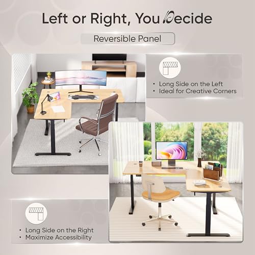 Image of Intellidesk Studio L Shaped Standing Desk Corner Electric Height Adjustable Standing Desk, Sit Stand Computer Workstation with 3-Stage Triple Motor System (Black+Black, 70(M) * 30 * 70(R) Inches)