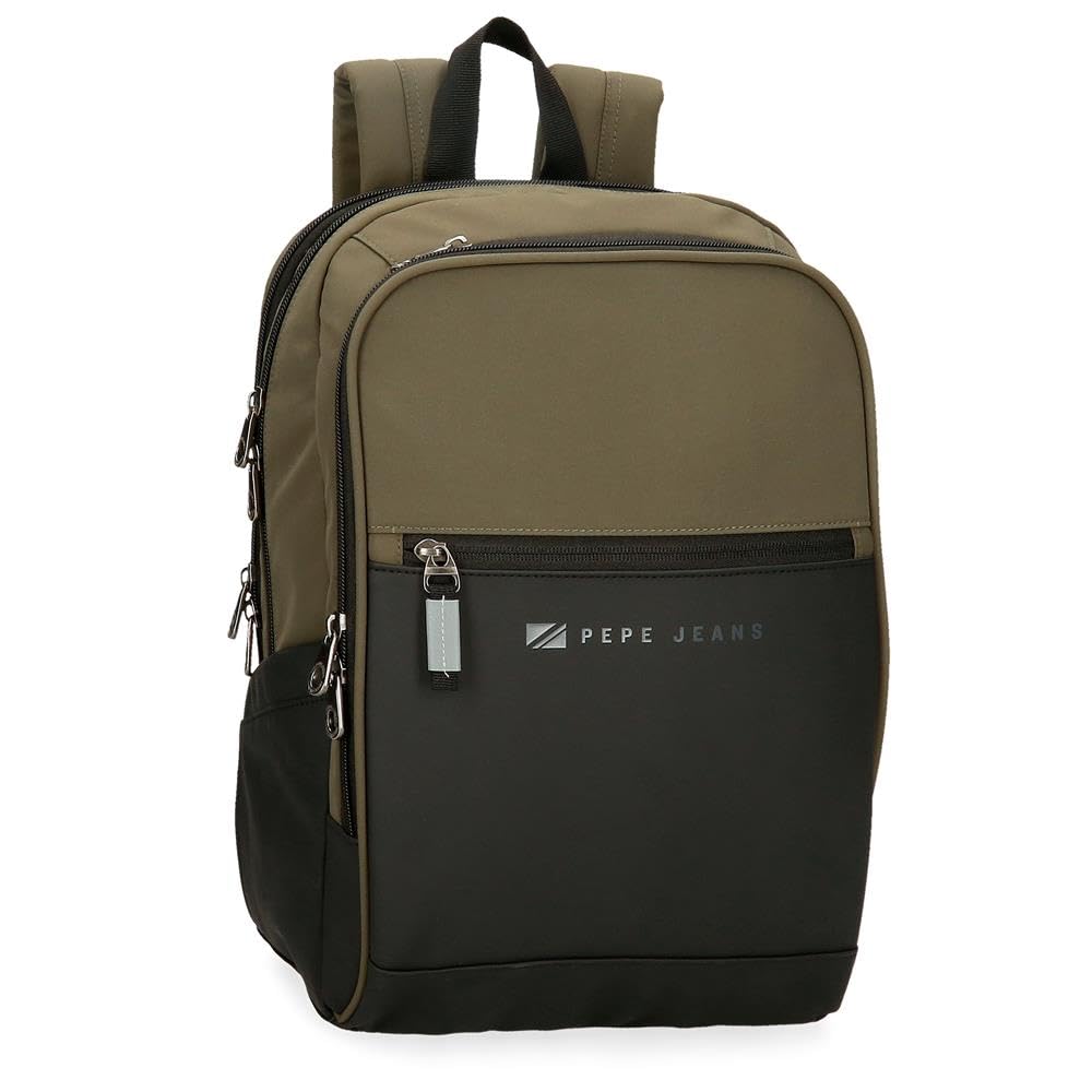 Pepe Jeans Jarvis Laptop Backpack 12" Green 25x37x10cm Faux Leather and Polyester 11.1L by Joumma Bags, green, Daycare Backpack