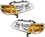 Torchbeam 1994-1997 Accord Headlight Assembly from, Replacement Headlamp for 1994 1995 1996 1997 Accord Chrome Housing Amber Reflector Clear Lens Driver and Passenger Side