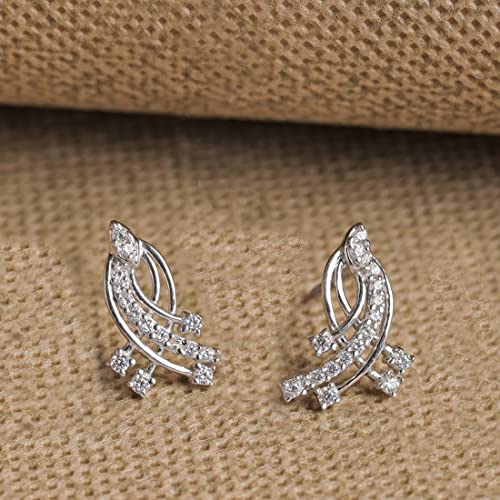 Image of Clara 925 Sterling Silver Iris Pendant Earring Chain Jewellery Set | Rhodium Plated, Swiss Zirconia | Gift for Women & Girls