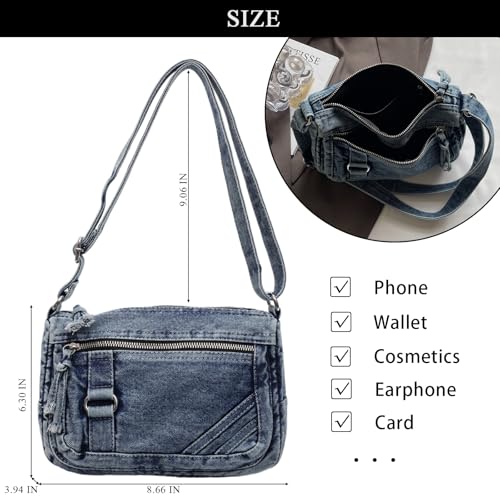 Denim Crossbody Bags for Women Small Jean Purse Casual Denim Shoulder Bag Handbag4
