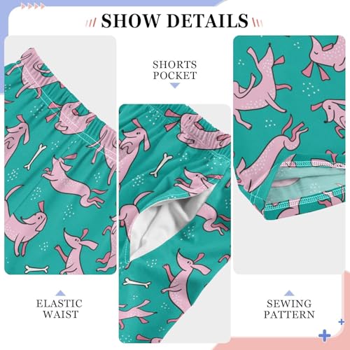 ZZXXB Pink Dachshund Dogs Boys Long Pants Soft Trousers Elastic Waist Kids Lounge Bottoms with Pockets S-XL4